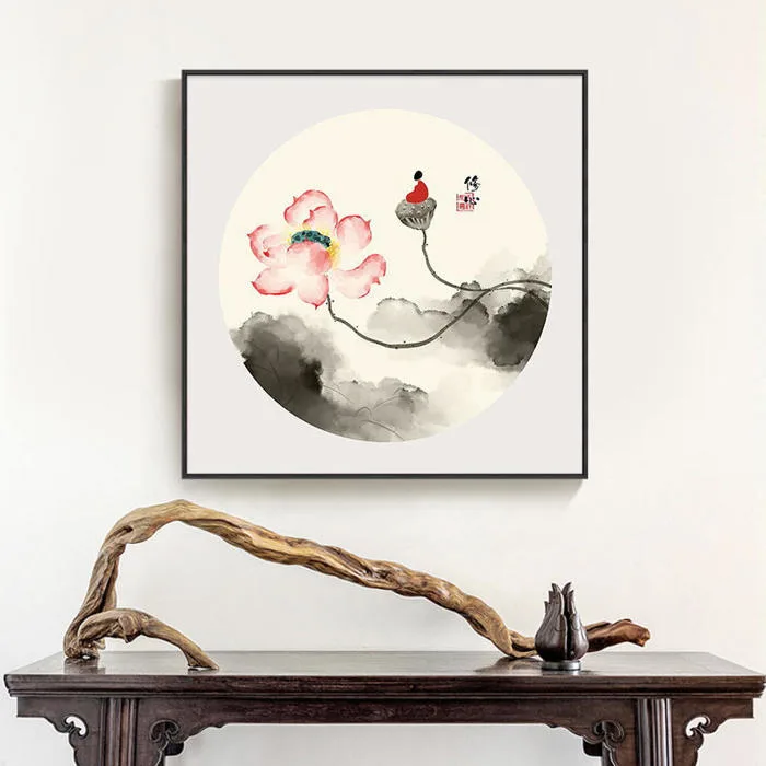 Tranh treo tường phòng khách, decor phòng ngủ - tranh hoa sen nghệ thuật  trang trí HS23