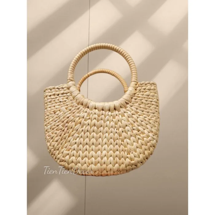 Túi cói ⚡ CỰC HOT ⚡ Túi lục bình Vintage đi biển, chụp ảnh decor, siêu đẹp  quai mây ngang 20cm