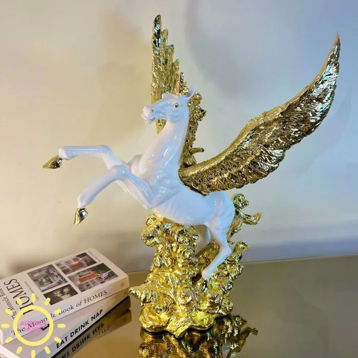 Tượng decor ngựa Bạch Mã tung cánh khổng lồ cao cấp - Tượng phong thủy