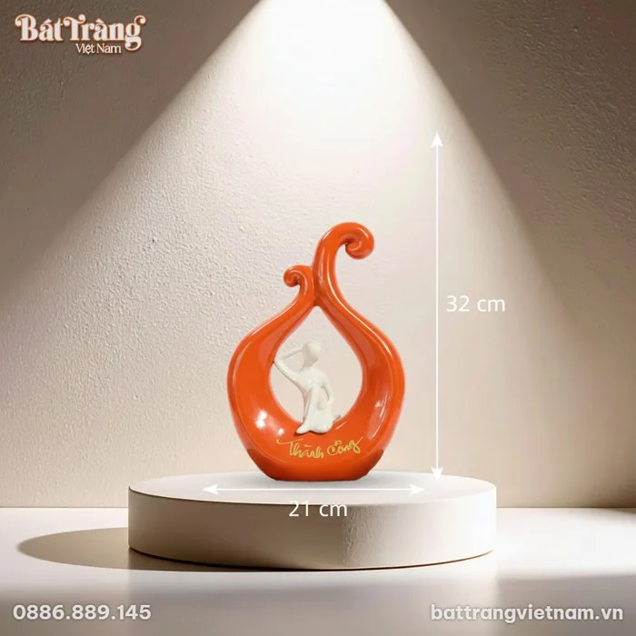 Tượng Decor Gốm Sứ Bát Tràng Chữ Thành Công Độc Đáo