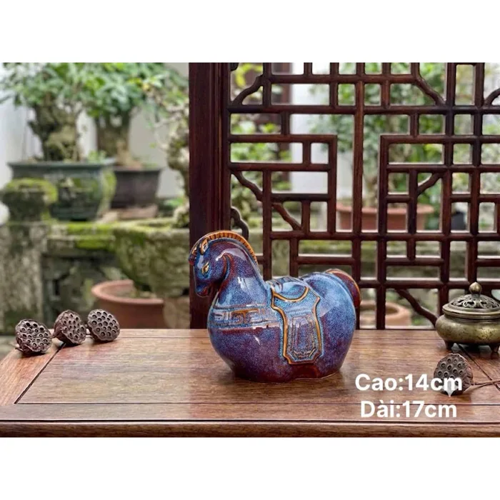 Tượng Chú Ngựa Decor Gốm Bát Tràng, Tượng Gốm Sứ 12 Con Giáp, Tượng Sứ  Trang Trí Tiểu Cảnh, Tượng Con Vật Decor Độc Lạ