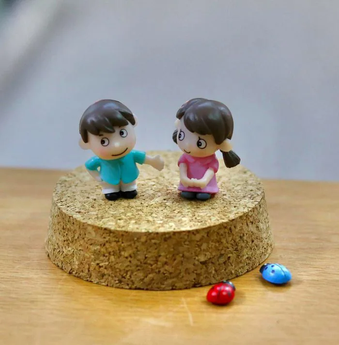Tượng cậu bé cô bé - Tượng tiểu cảnh mini Hải Phòng