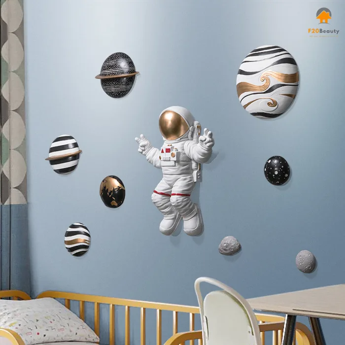 Decor treo tường phi hành gia hành tinh xanh trang trí phòng trẻ