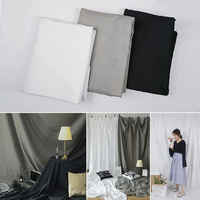 Phông vải trơn chụp ảnh (tông màu Trắng - Đen - Xám), dùng livestream,  studio - Nai Decor