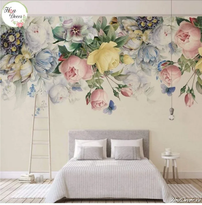 Vẽ Tranh Tường Phòng Ngủ – Hoa Decor