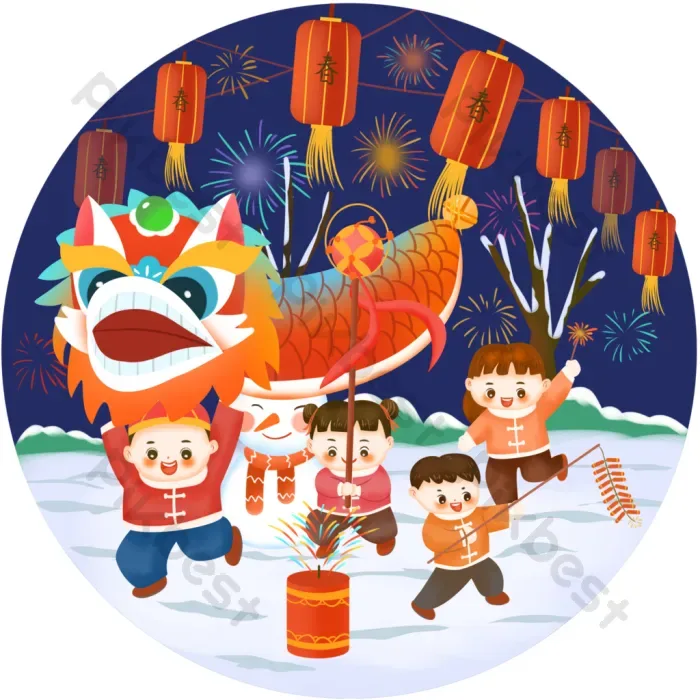 Tải miễn phí Vẽ Tay Sinh động Và Lễ Hội Nhóm Trẻ Em Múa Lân Trong Tết  Nguyên Đán Công cụ đồ họa | PSD chuyên nghiệp - Pikbest