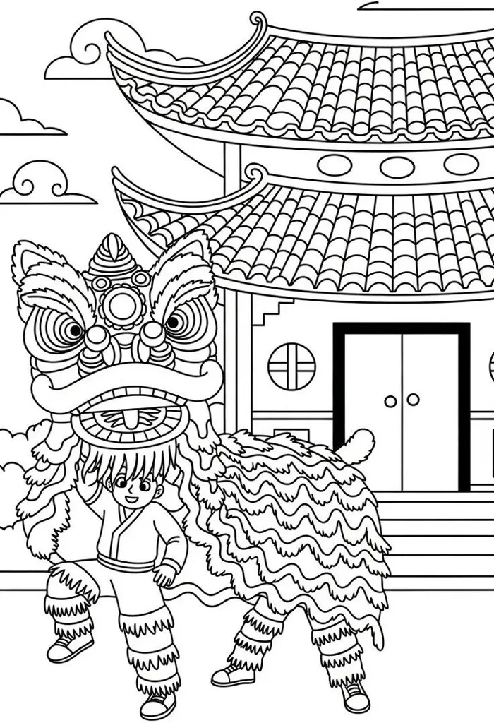 Tranh tô màu múa lân ngày Tết, cầu nối đưa trẻ chạm vào không khí xuân và  ký ức Tết rộn ràng