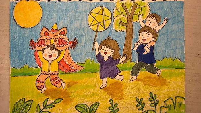 Vẽ tranh vui Tết trung thu /múa Lân #drawing #vetranhchude #easydrawing  #art #tettrungthu
