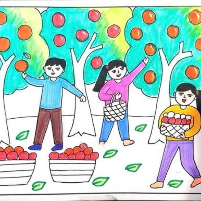 Hướng dẫn chi tiết vẽ tranh mùa thu hoạch đơn giản