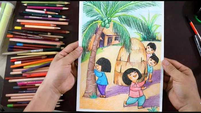 Hướng dẫn chi tiết vẽ tranh mùa thu hoạch đơn giản
