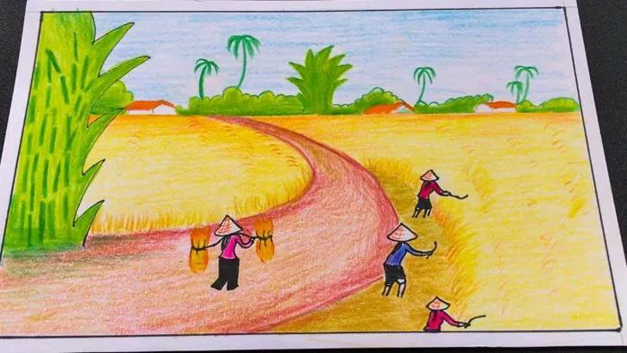 Hướng dẫn chi tiết vẽ tranh mùa thu hoạch đơn giản
